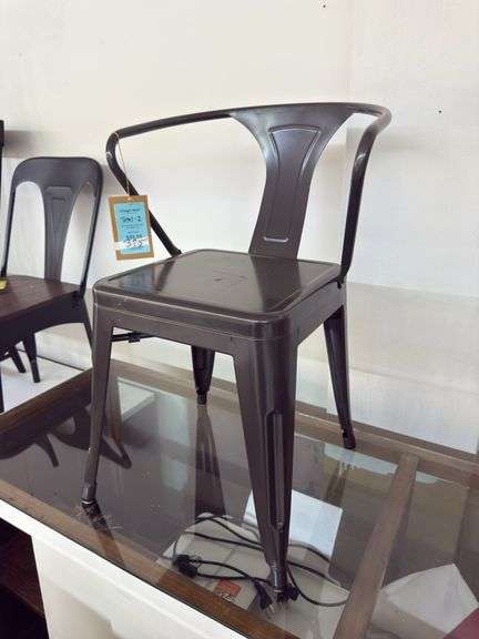 Dinning arm chair gunmetal finish image