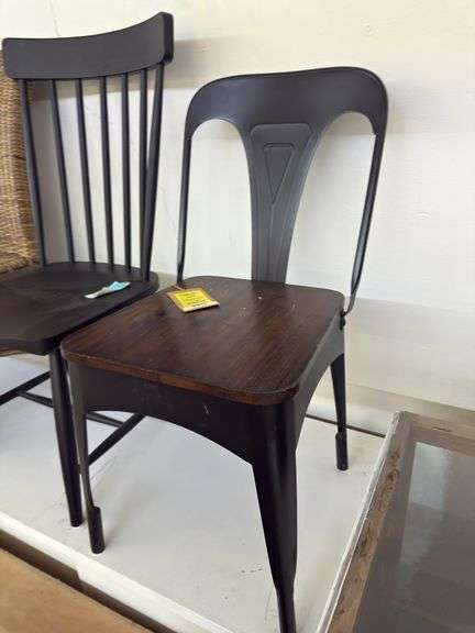 Metal cafe side chair black/brown image