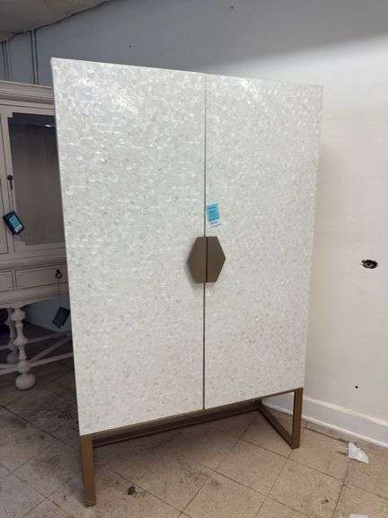 Opaline bar cabinet 48x18x78 white lacquer finish image