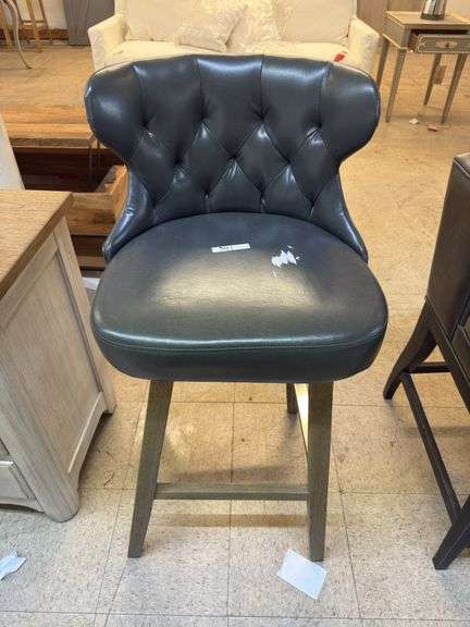 High top bar stool grey leather image