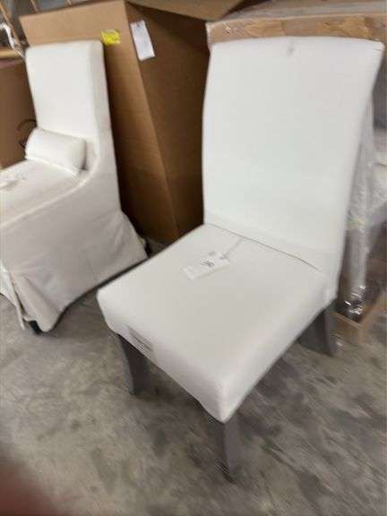 3 white dining chairs