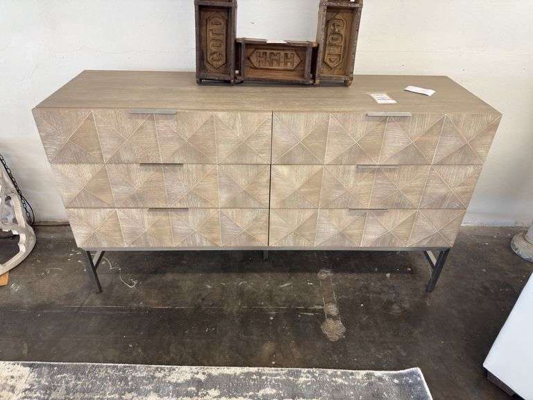 Atleast 6 Drawer Double Dresser 63x19x35.5 Nat Grey image