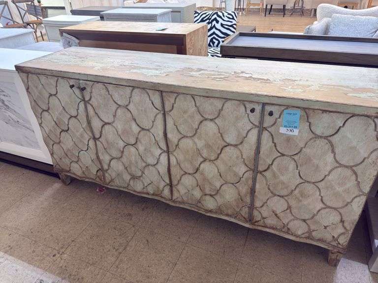 Nans quilted sideboard 72x18x25x36.5 pine/aqua finish image