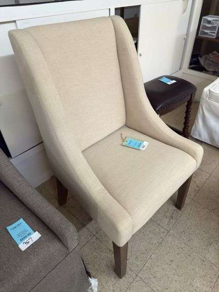 Wing back chair linen linen image