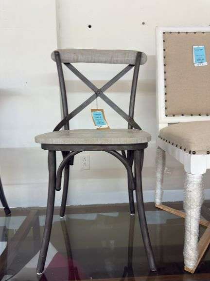 Dining arm chair gunmetal finish