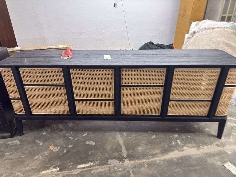 Black dresser with light brown mesh - Approx 6ft Wide