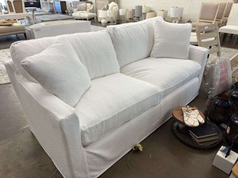 Jordan Sofa Rectangular Back Athena Bleach Sofa image