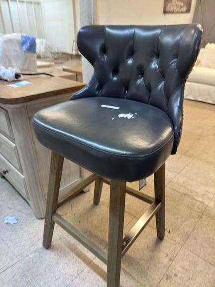 High top bar stool grey leather