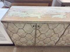 Nans quilted sideboard 72x18x25x36.5 pine/aqua finish