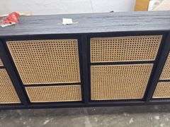 Black dresser with light brown mesh - Approx 6ft Wide