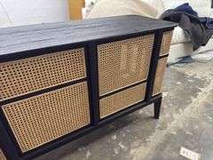 Black dresser with light brown mesh - Approx 6ft Wide