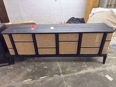 Black dresser with light brown mesh - Approx 6ft Wide