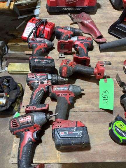 Milwaukee M18 (3) Impacts (2) Impact Wrench (2) Drills + 2 Battery & Charger image