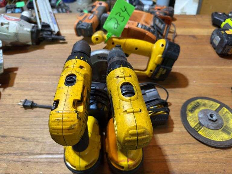 Dewalt Saw & 2 Drills + 3 Batteries & 2 Chargers image