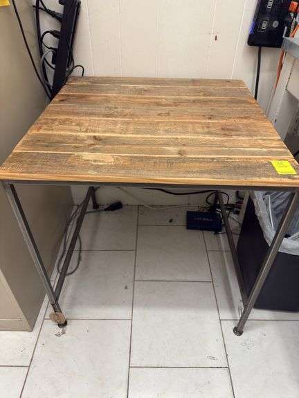 Wooden Top w/ Metal Base End Table image