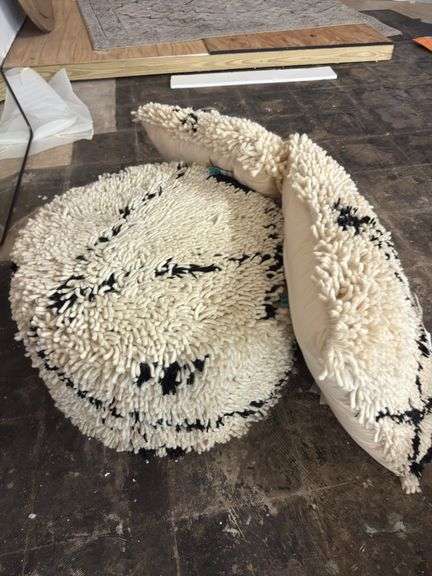 Shaggy Pillows & Ottoman