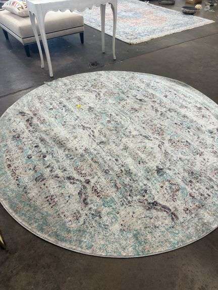 7ft 10in Round Anastasia Silver/Plum Rug image