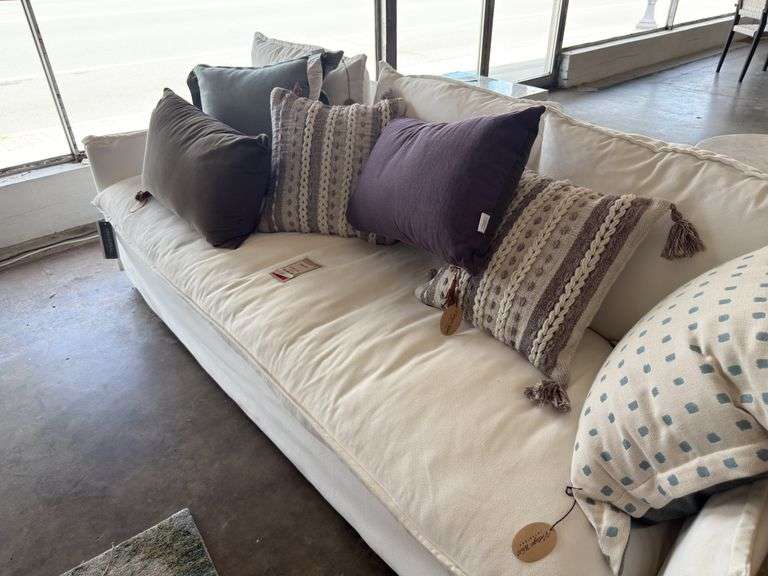 Siesta Key Sofa 90x36x39 Super Salt Fabric w/ Throw Pillows