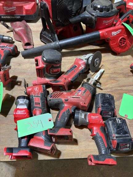 Milwaukee M18 Grinder, Recip, MultiTool, Lights + 2 M18 Batteries image