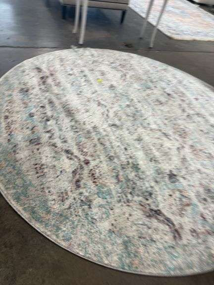 7ft 10in Round Anastasia Silver/Plum Rug