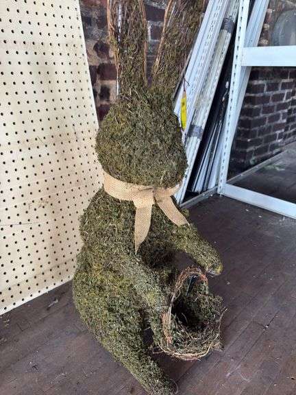 30in Bunny w/ Burlap & Mossy Twig