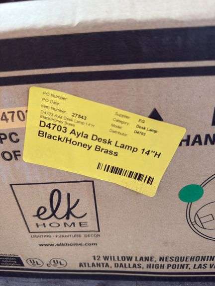 Ayla desk lamp 14”H black/ honey brass image