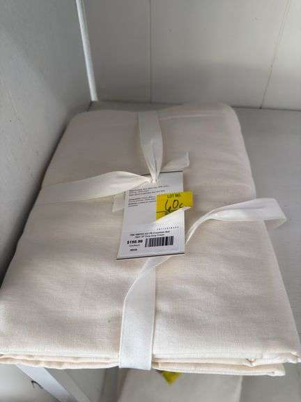 Pottery Barn PB Essentials King Bed Skirt 18in Drop Cream image