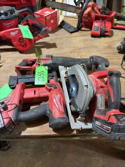 Milwaukee M18 Circular Saw, Sawzall, and Stapler & 2 Batteries image