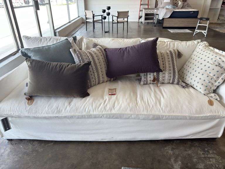 Siesta Key Sofa 90x36x39 Super Salt Fabric w/ Throw Pillows image