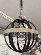 Polaris 8 Light Pendant 24inDx25inH Bronze/Wood