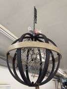 Polaris 8 Light Pendant 24inDx25inH Bronze/Wood