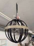 Polaris 8 Light Pendant 24inDx25inH Bronze/Wood