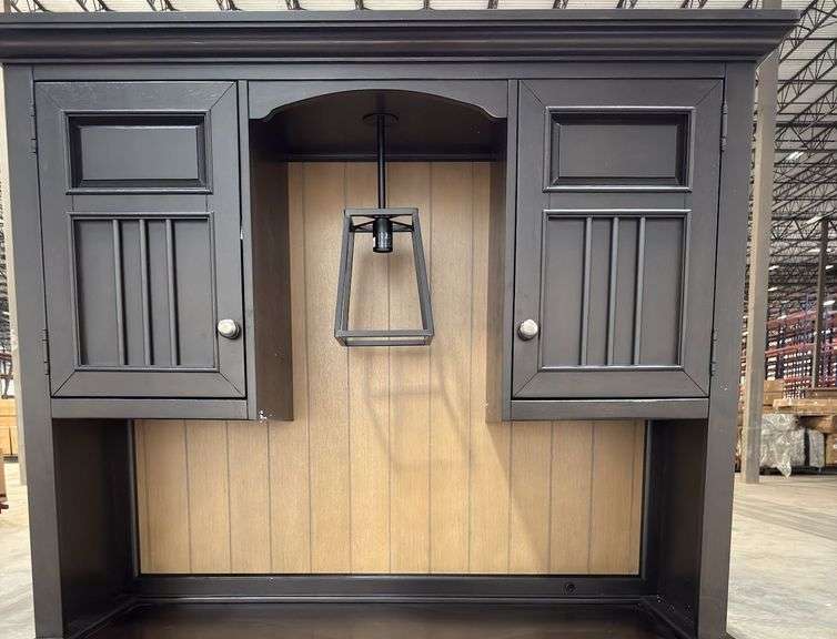 (2) Badcock Hutches - Natural Wood/Black w/ Light