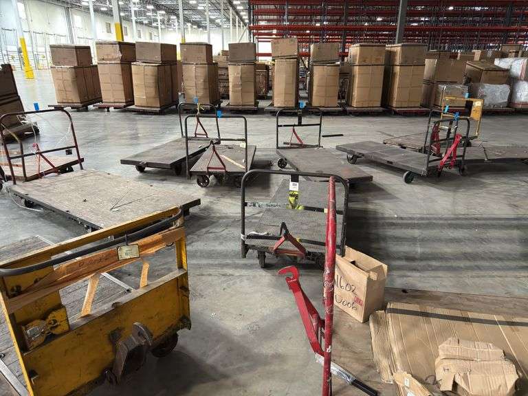 (10) 4ft x 8ft Steel Trolly Carts - With Forklift Slots & Heavy Duty Casters & 2 Mini Carts