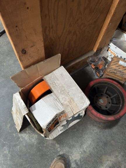 Steel Shelf Full of Bearings & Forklift Wheels
