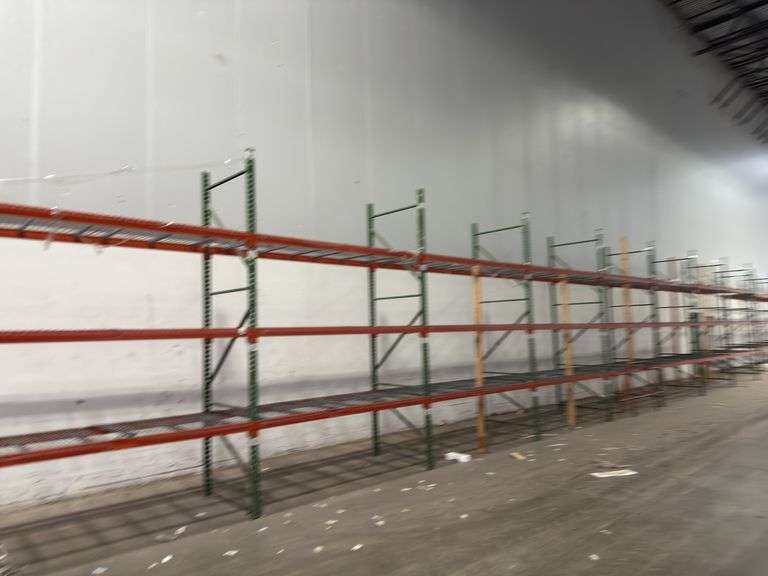 12ft Tall Pallet Racking w/ Wire Bottoms - (48) 8ft Crossbars (9) Uprights