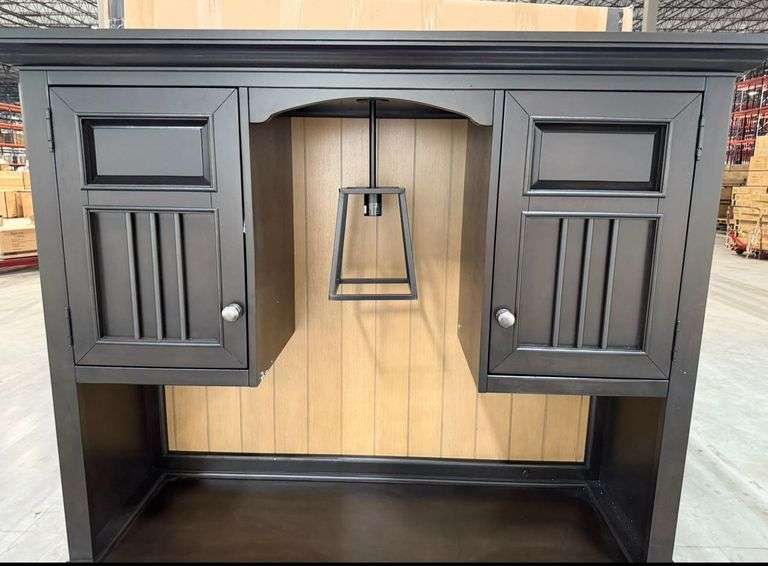(2) Badcock Hutches - Natural Wood/Black w/ Light