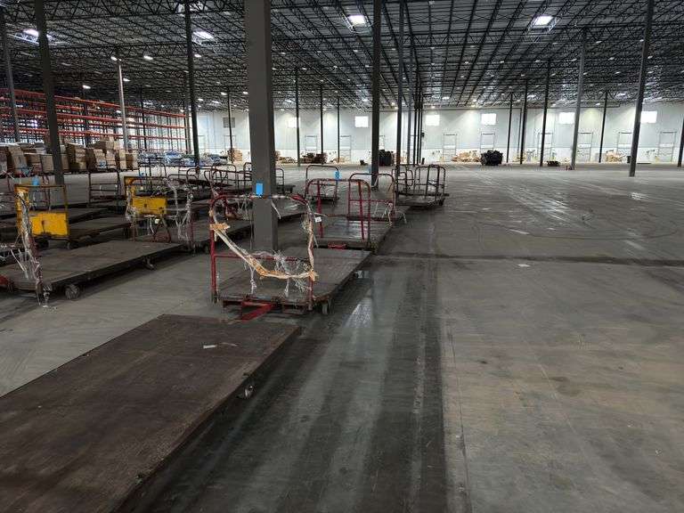 (6) 4ft x 8ft Steel Trolly Carts - With Forklift Slots & Heavy Duty Casters