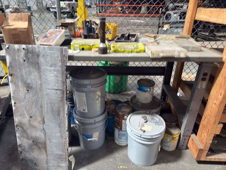 Metal Shop Table w/ Misc Tools