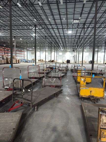 (9) 4ft x 8ft Steel Trolly Carts - With Forklift Slots & Heavy Duty Casters