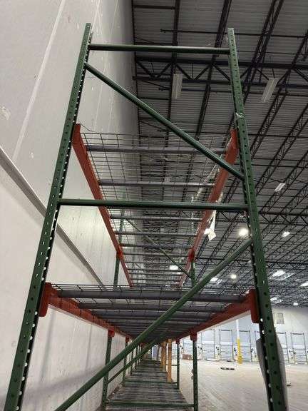 12ft Tall Pallet Racking w/ Wire Bottoms - (48) 8ft Crossbars (9) Uprights