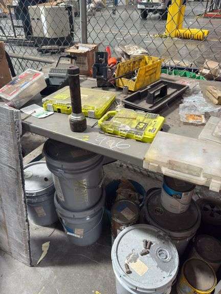 Metal Shop Table w/ Misc Tools