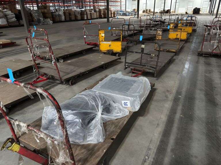 (7) 4ft x 8ft Steel Trolly Carts - With Forklift Slots & Heavy Duty Casters