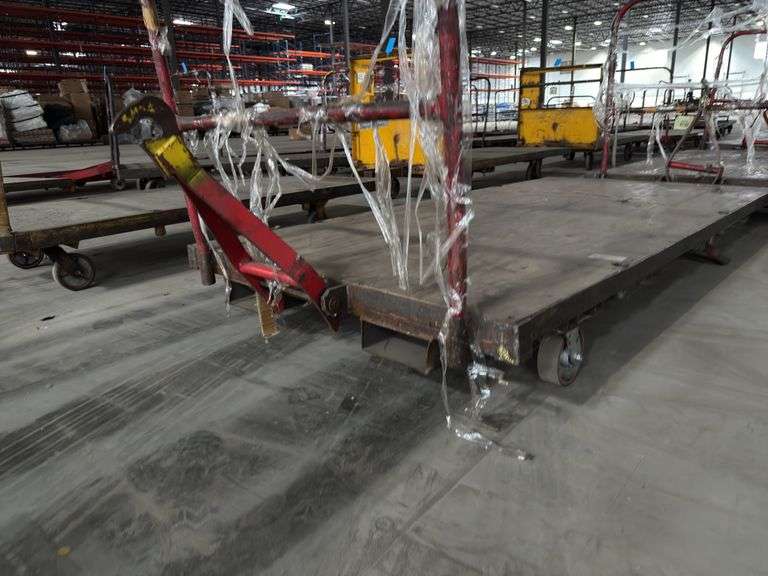 (3) 4ft x 8ft Steel Trolly Carts - With Forklift Slots & Heavy Duty Casters
