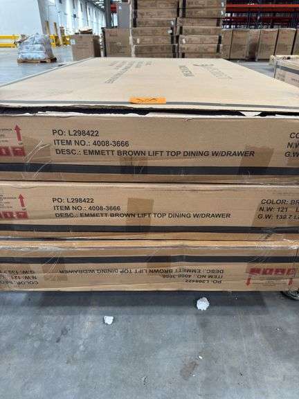 (3) Davis Direct Emmett Brown Lift Top Dining w/ Drawer