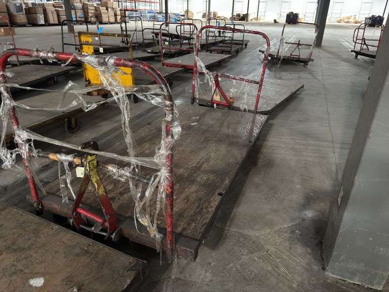(3) 4ft x 8ft Steel Trolly Carts - With Forklift Slots & Heavy Duty Casters