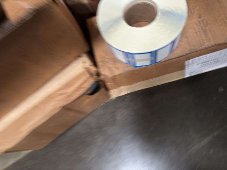 Huge Lot of - Blue Piggy Back Labels 3.5x2 Blue/White - 80K Labels