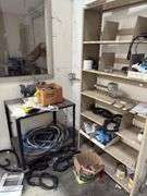 Steel Cart & Metal Shelving w/ Misc Parts
