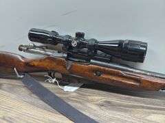 Early Model Military Style Gun with Bayonet & Scope (#E51855)