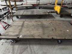 (3) 4ft x 8ft Steel Trolly Carts - With Forklift Slots & Heavy Duty Casters